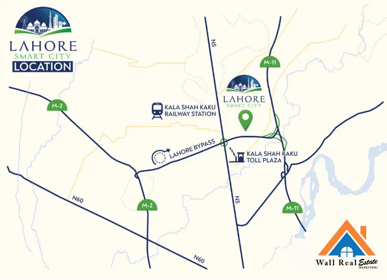 Lahore Smart City location map — Lahore Bypass corridor