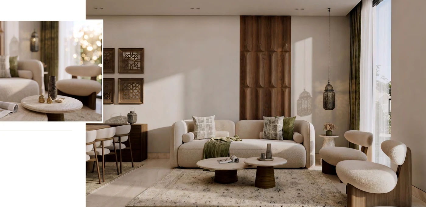 Reportage Residences interior living and dining render