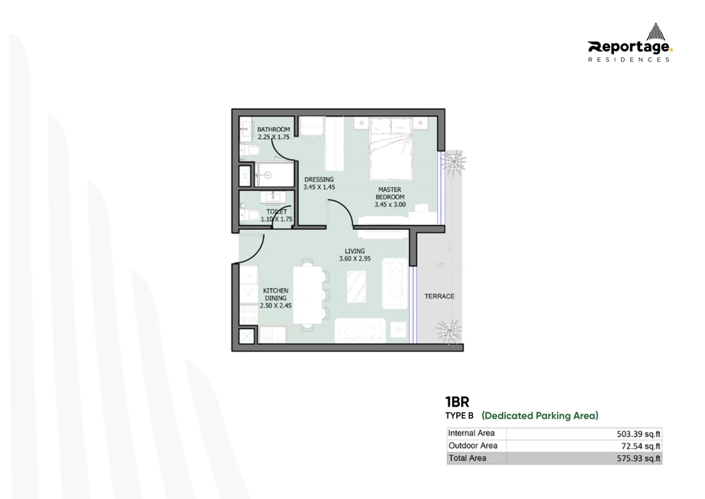 Reportage Residences 1 Bed Type B floor plan