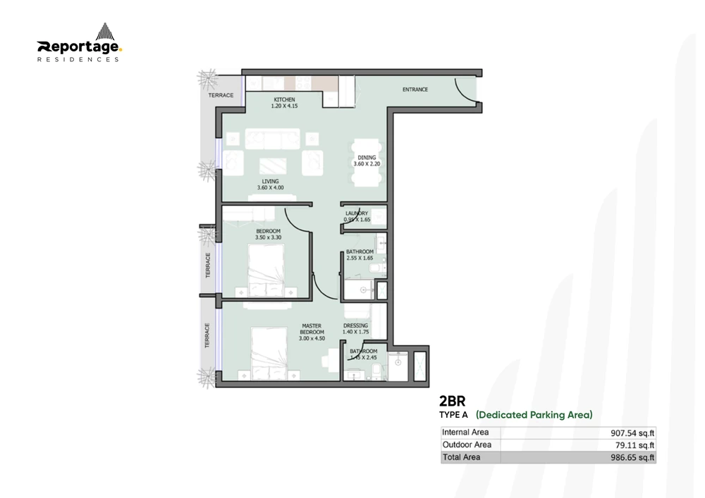 Reportage Residences 2 Bed Type A floor plan