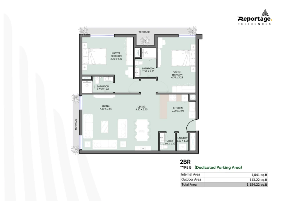 Reportage Residences 2 Bed Type B floor plan