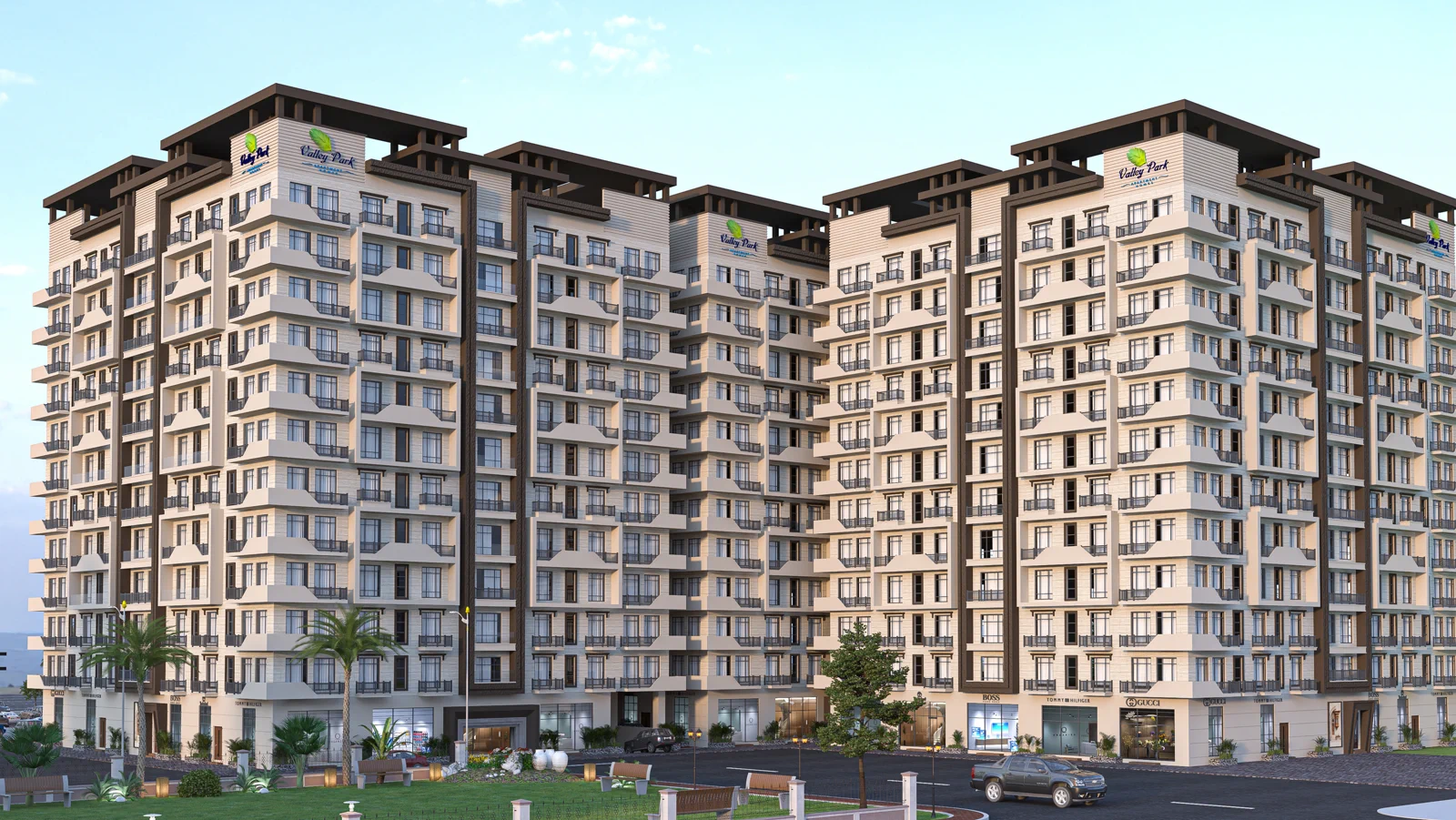 Valley Park Apartments wide exterior render