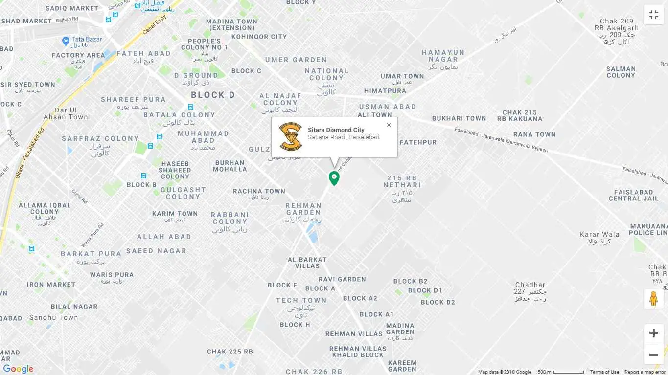 Sitara Diamond City Faisalabad — inventory and unit sizes